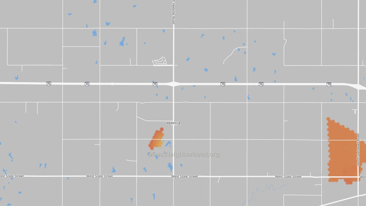 Bike Grade map of Hedville, KS