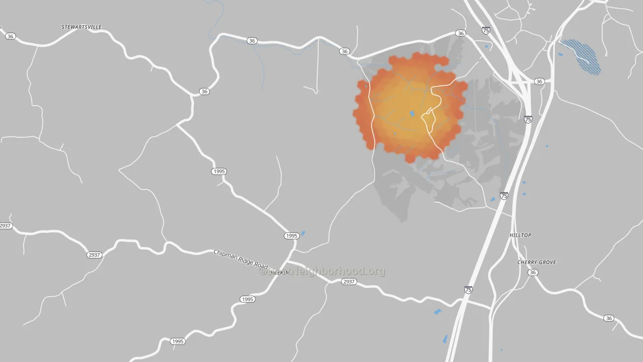 Bike Grade map of Heekin, KY