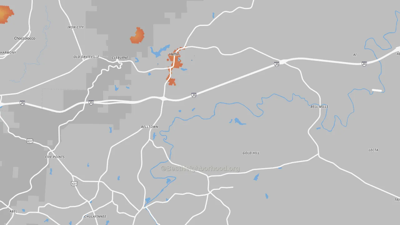 Bike Grade map of Heflin, AL