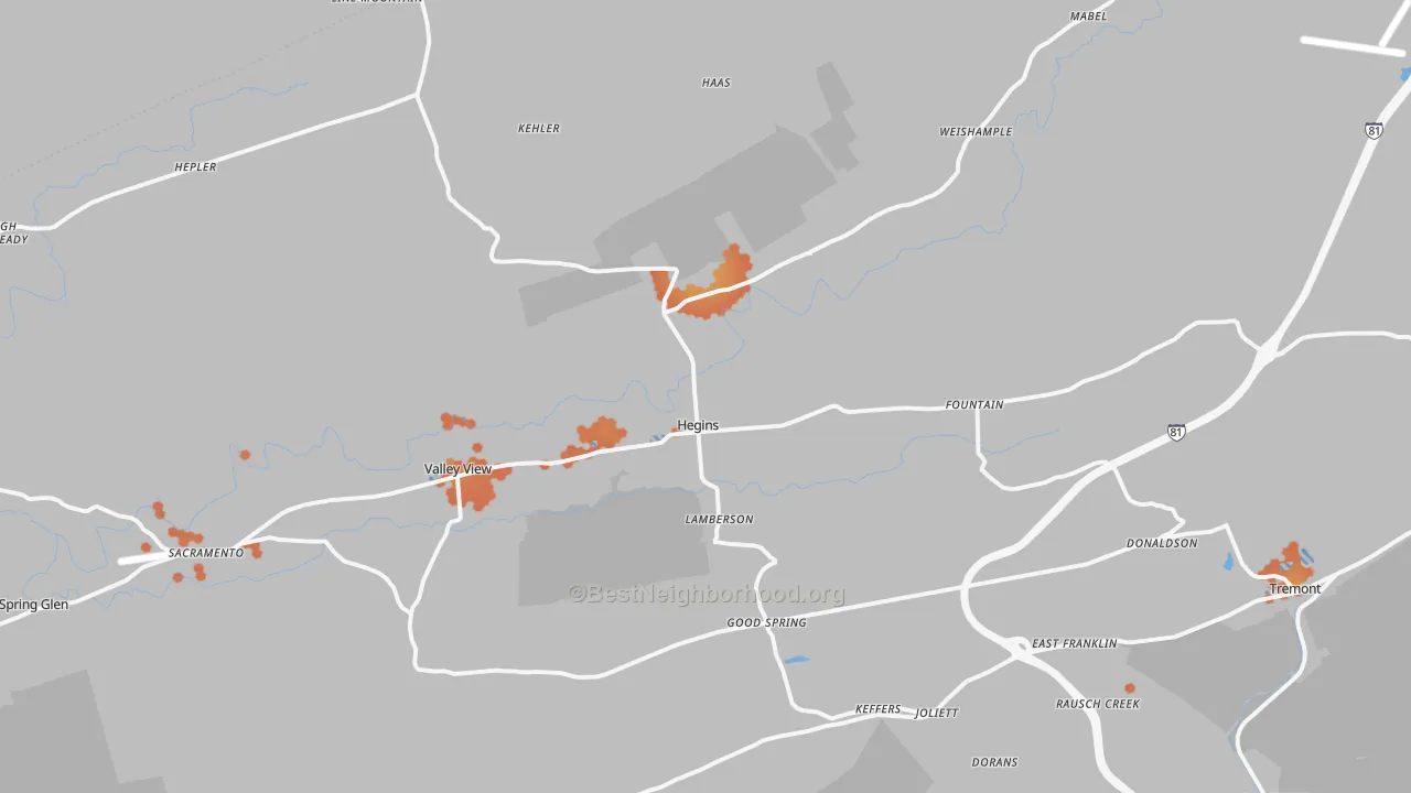 Bike Grade map of Hegins, PA