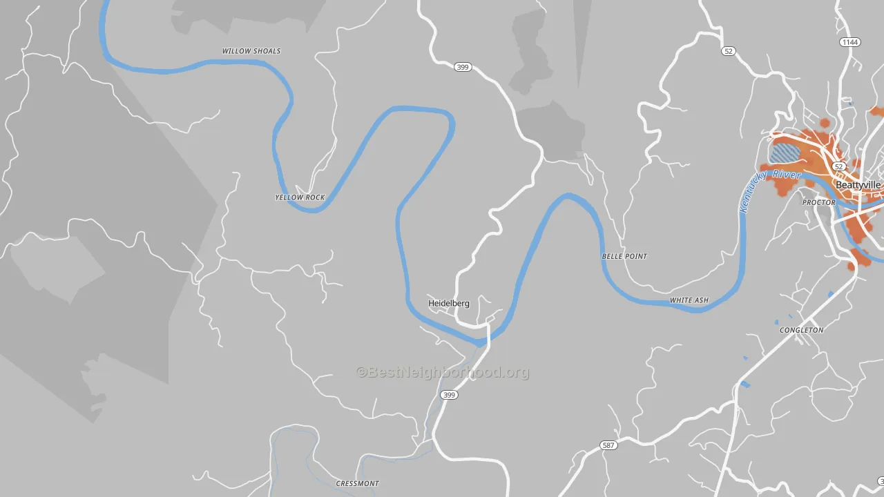 Bike Grade map of Heidelberg, KY