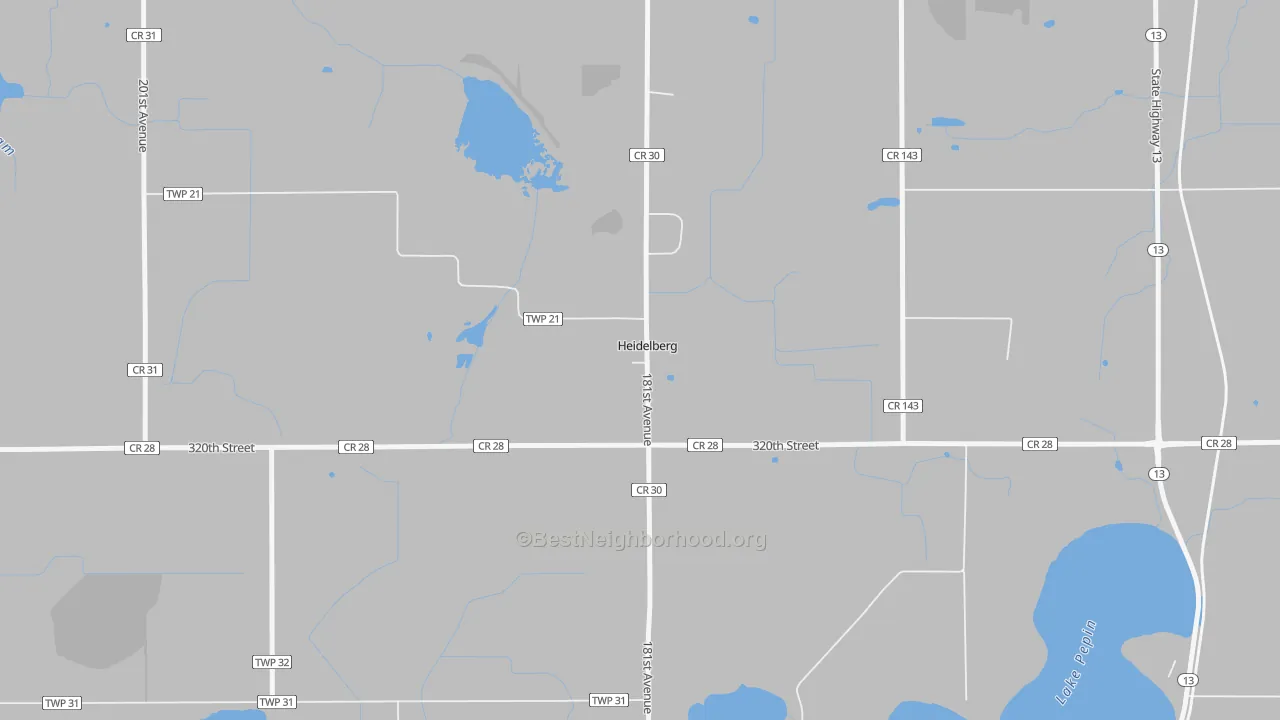 Bike Grade map of Heidelberg, MN