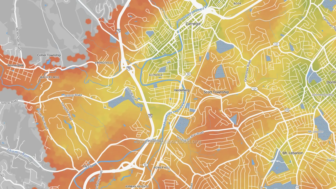 Bike Grade map of Heidelberg, PA