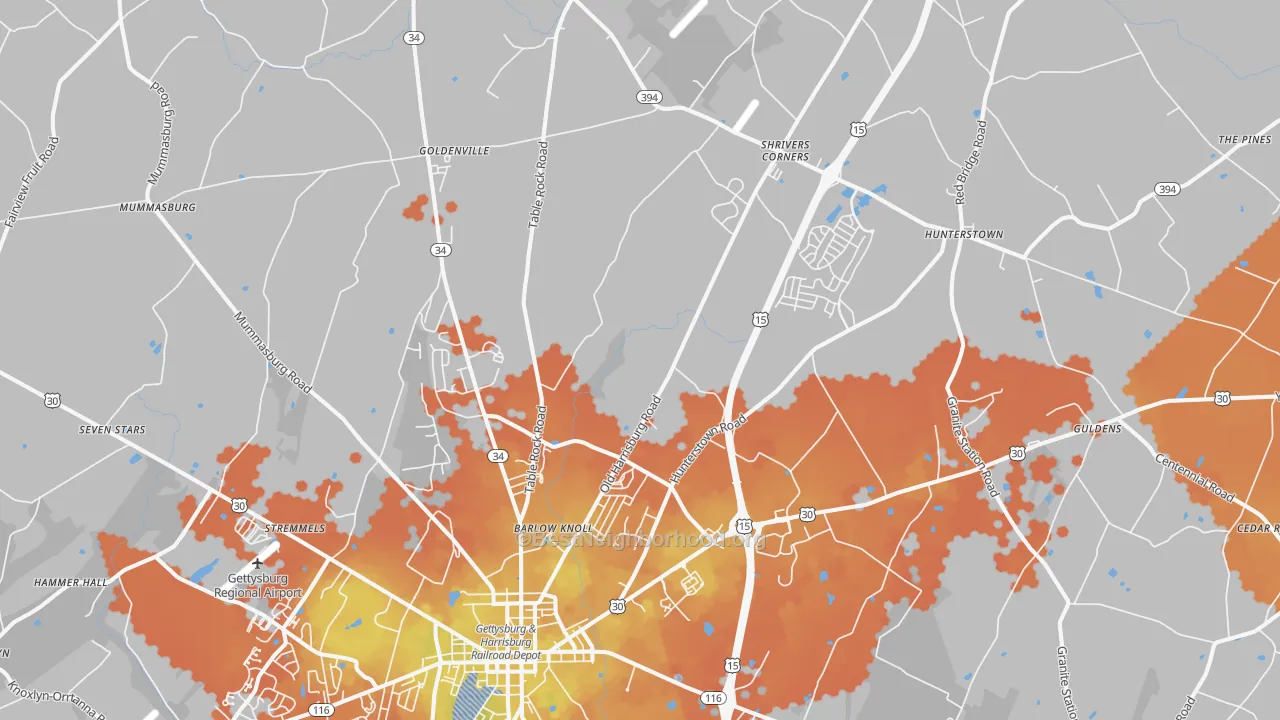 Bike Grade map of Heidlersburg, PA
