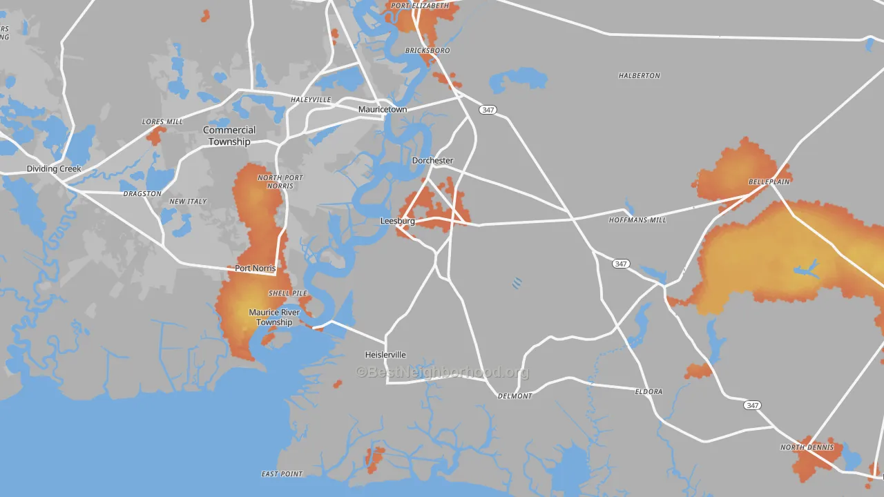 Bike Grade map of Heislerville, NJ