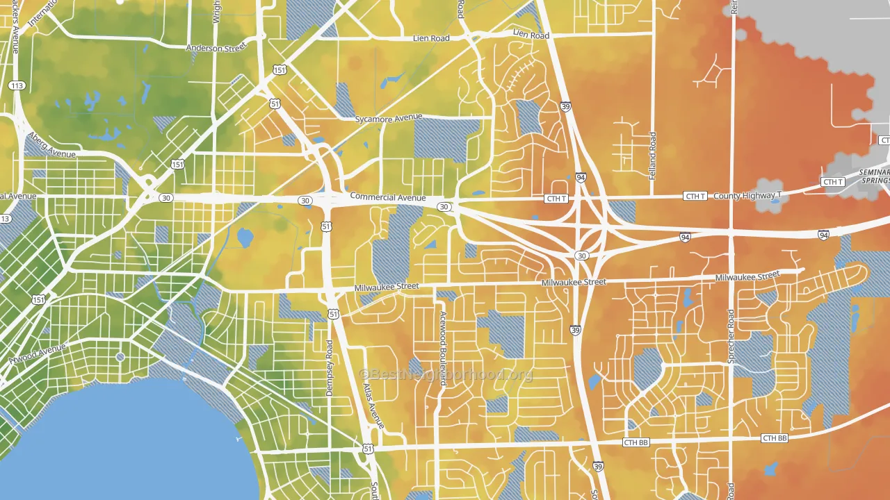 Bike Grade map of Heistand, Madison, WI