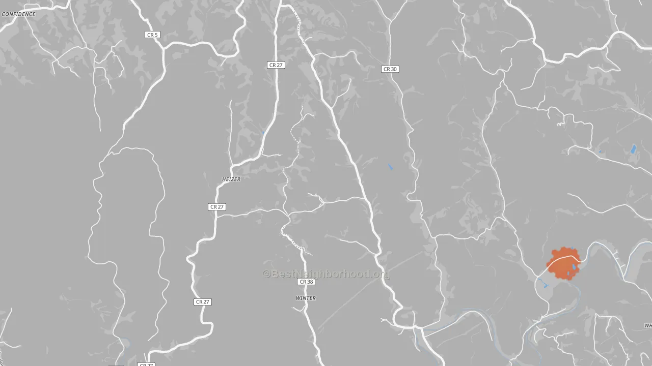 Bike Grade map of Heizer, WV