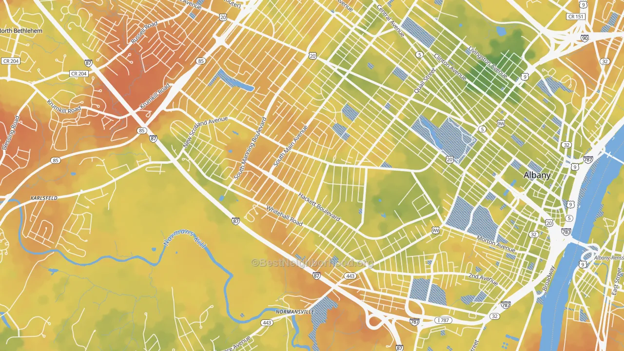 Bike Grade map of Helderberg, Albany, NY
