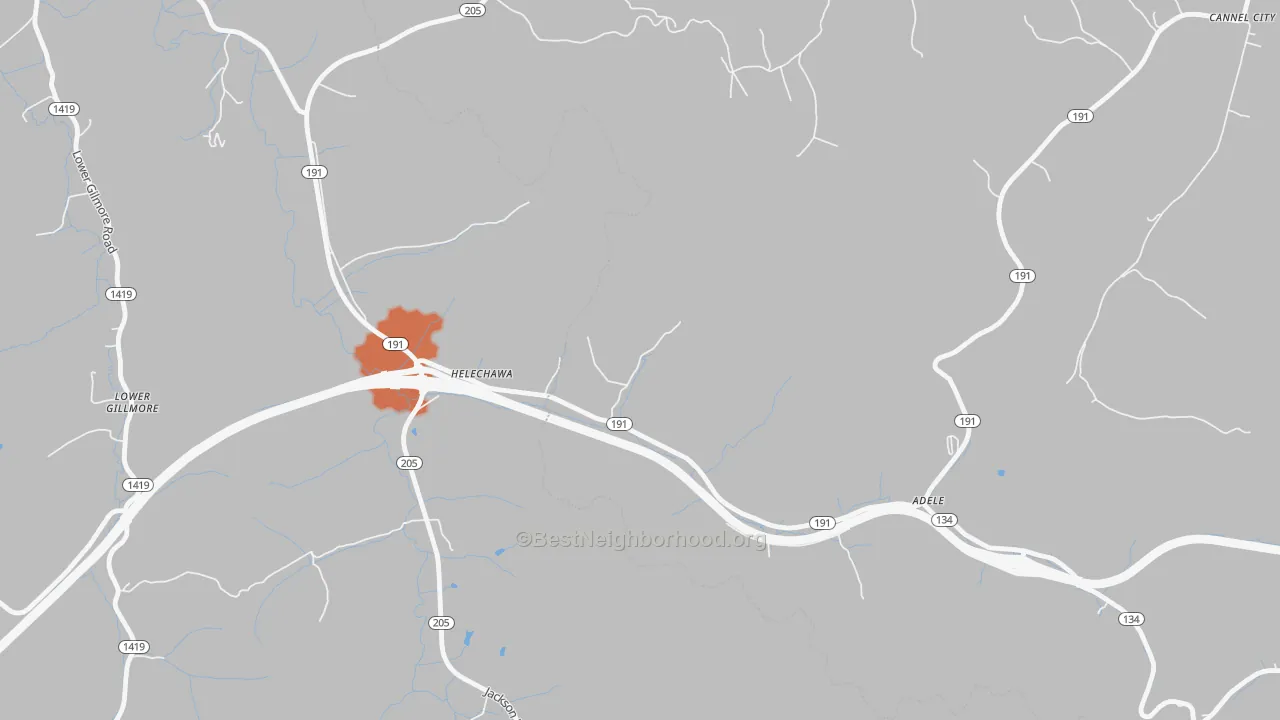 Bike Grade map of Helechawa, KY