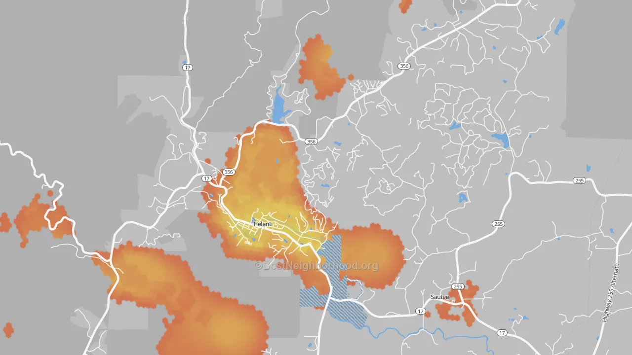 Bike Grade map of Helen, GA