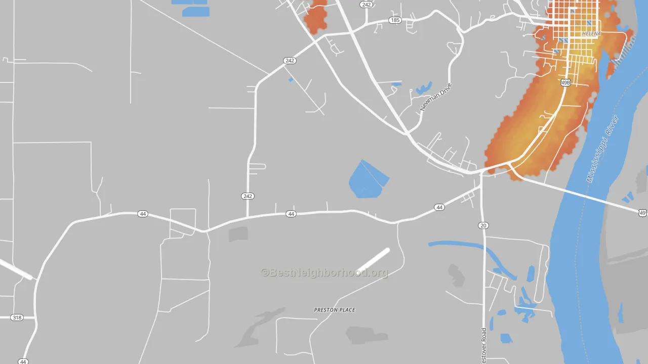 Bike Grade map of Helena Crossing, AR