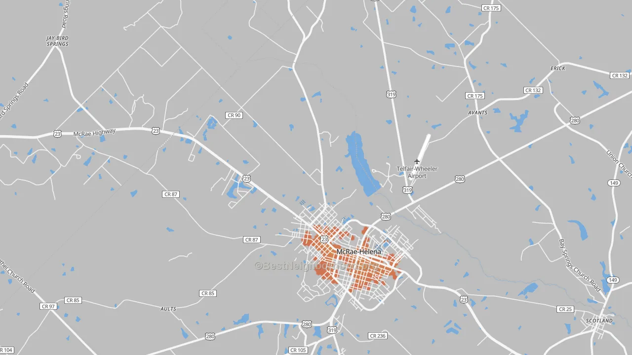Bike Grade map of Helena, GA
