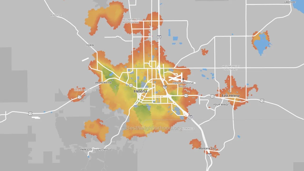 Bike Grade map of Helena, MT
