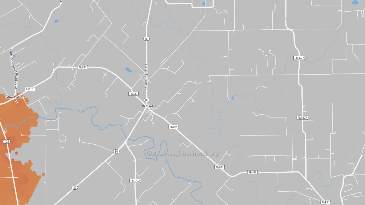 Bike Grade map of Helena, TX