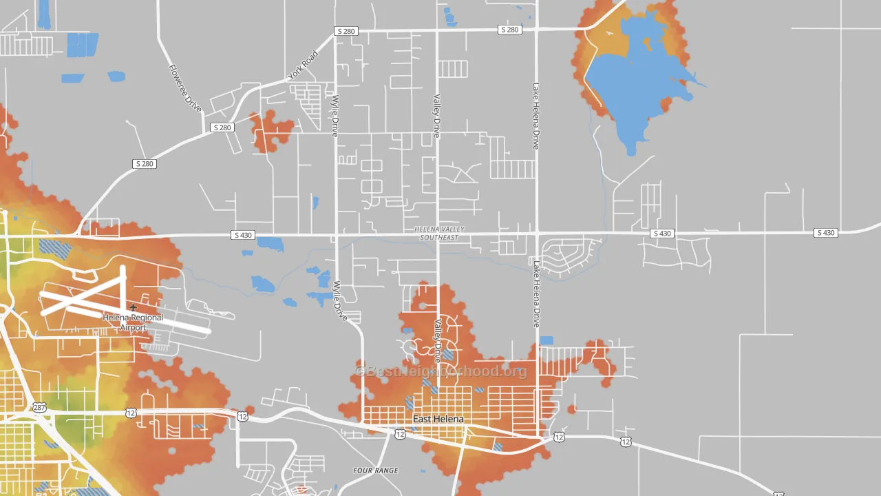 Bike Grade map of Helena Valley Southeast, MT