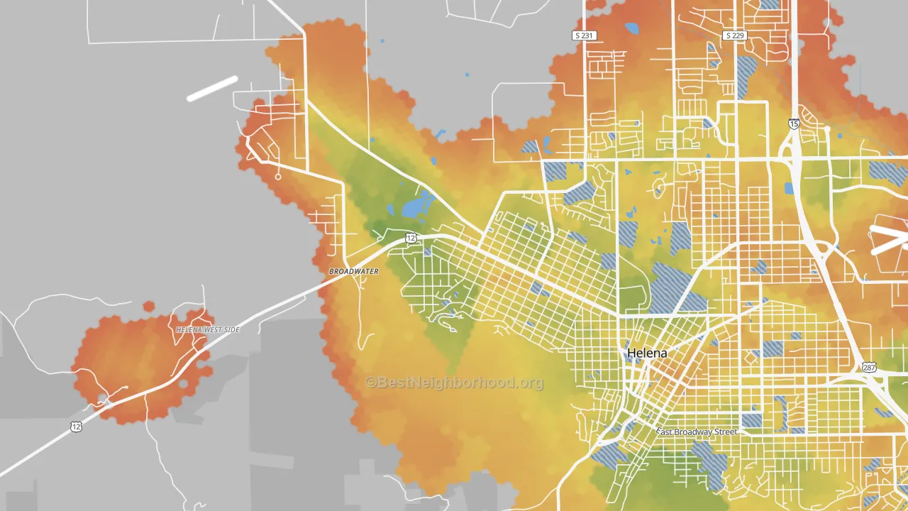 Bike Grade map of Helena West Side, MT