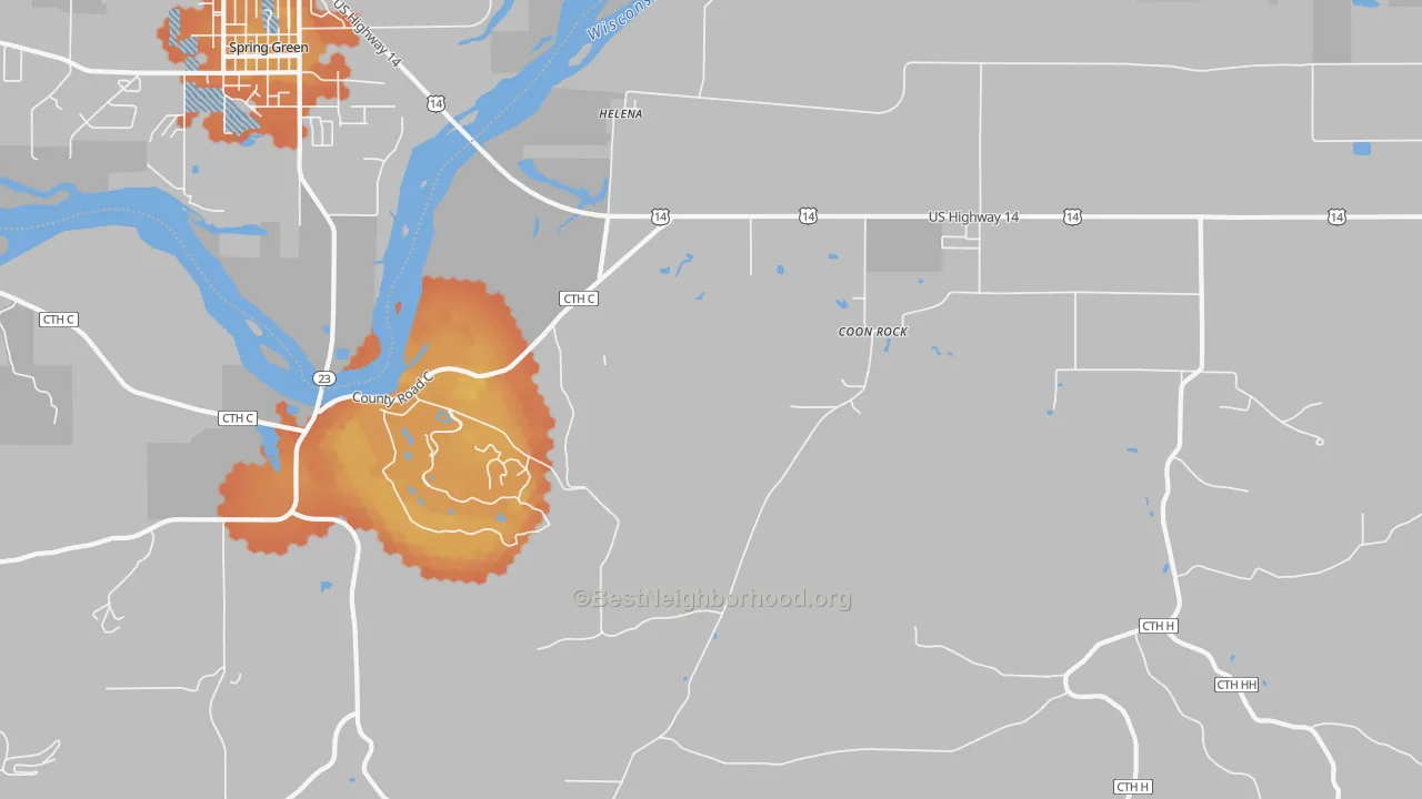 Bike Grade map of Helena, WI