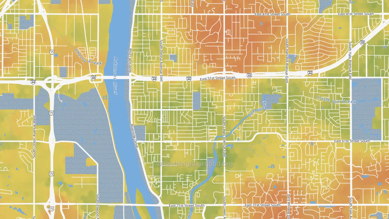 Bike Grade map of Heller Park, Tulsa, OK