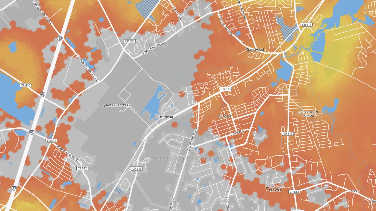Bike Grade map of Helmetta, NJ