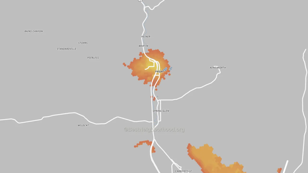 Bike Grade map of Helper, UT
