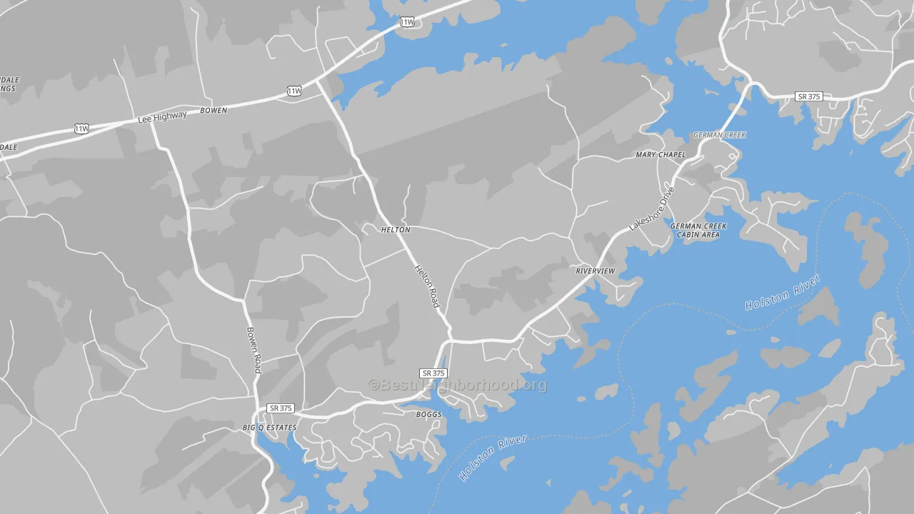 Bike Grade map of Helton, TN