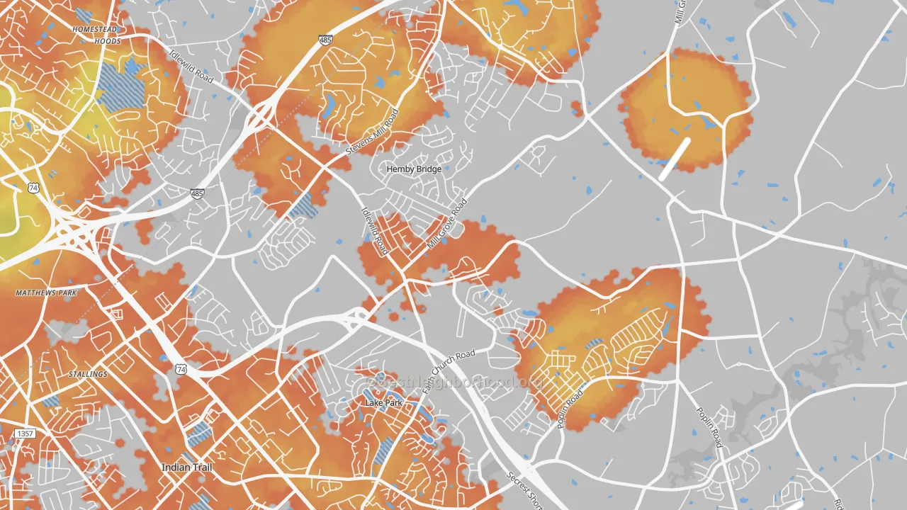 Bike Grade map of Hemby Bridge, NC