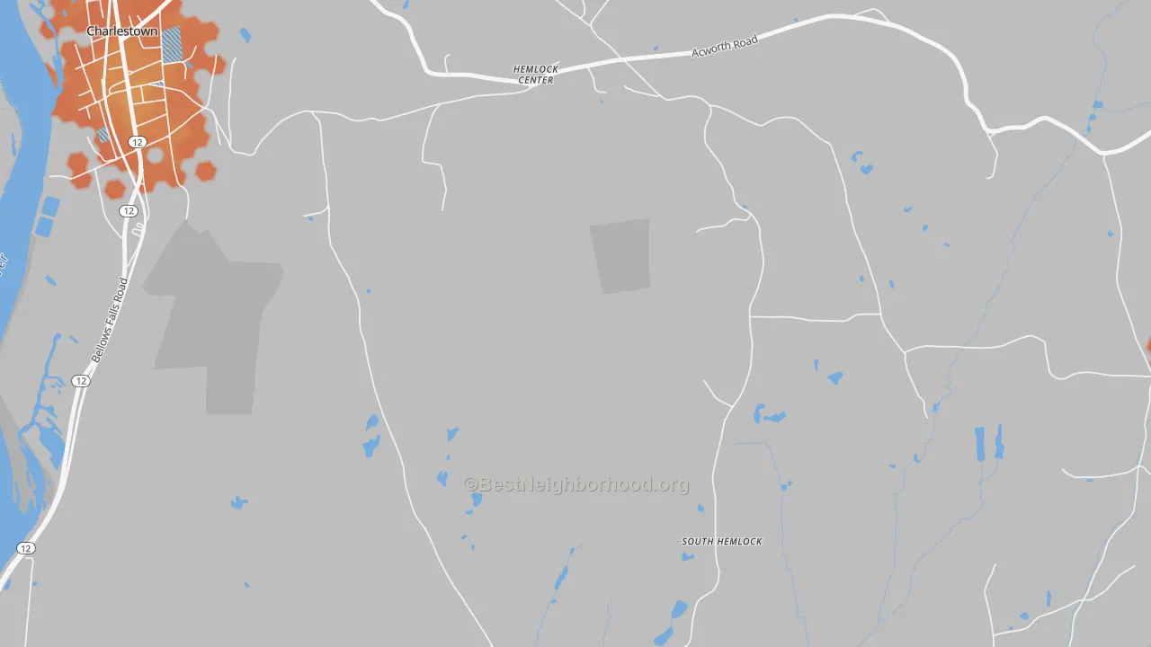 Bike Grade map of Hemlock Center, NH