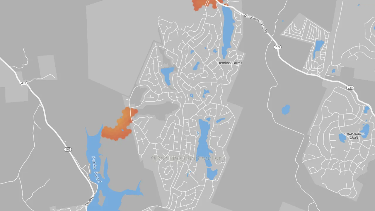 Bike Grade map of Hemlock Farms, PA