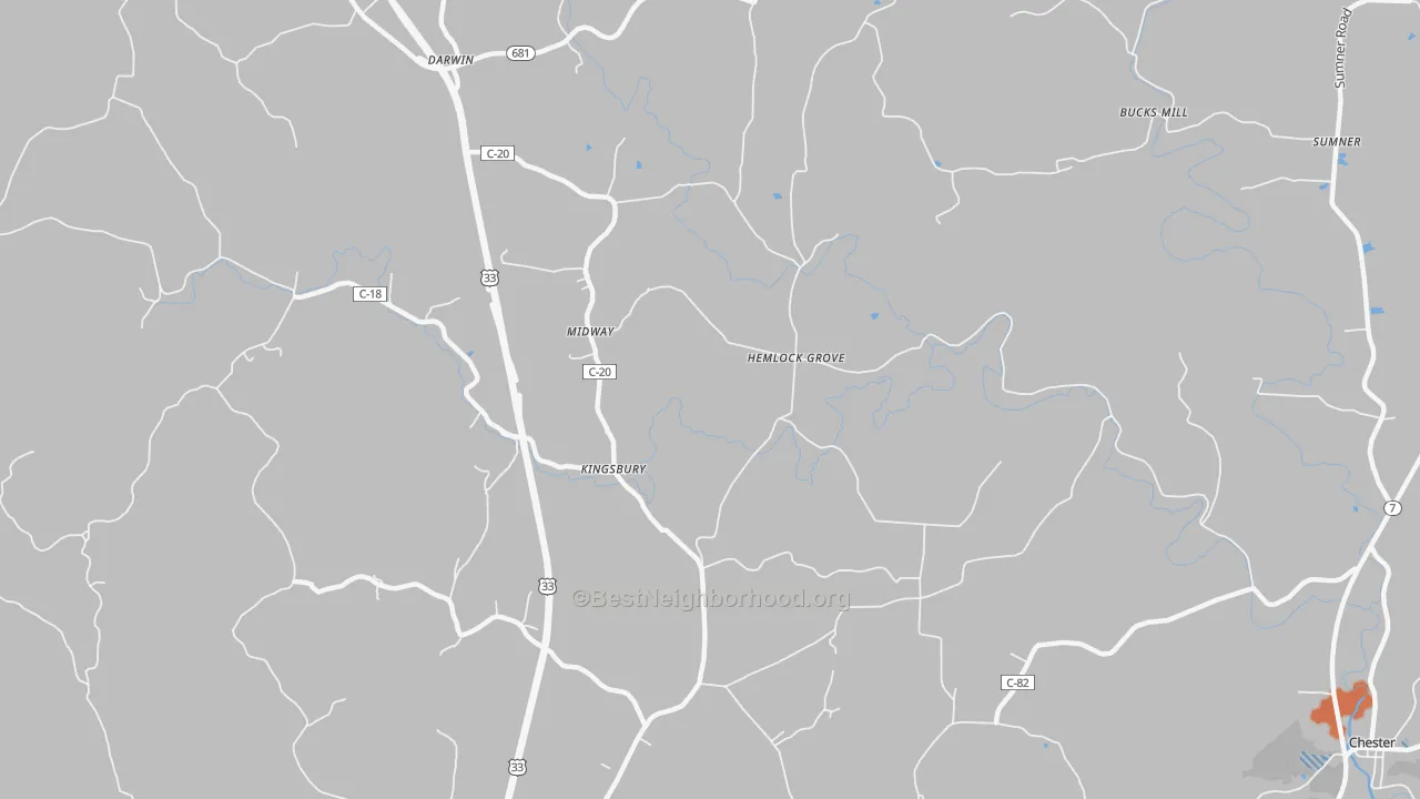 Bike Grade map of Hemlock Grove, OH