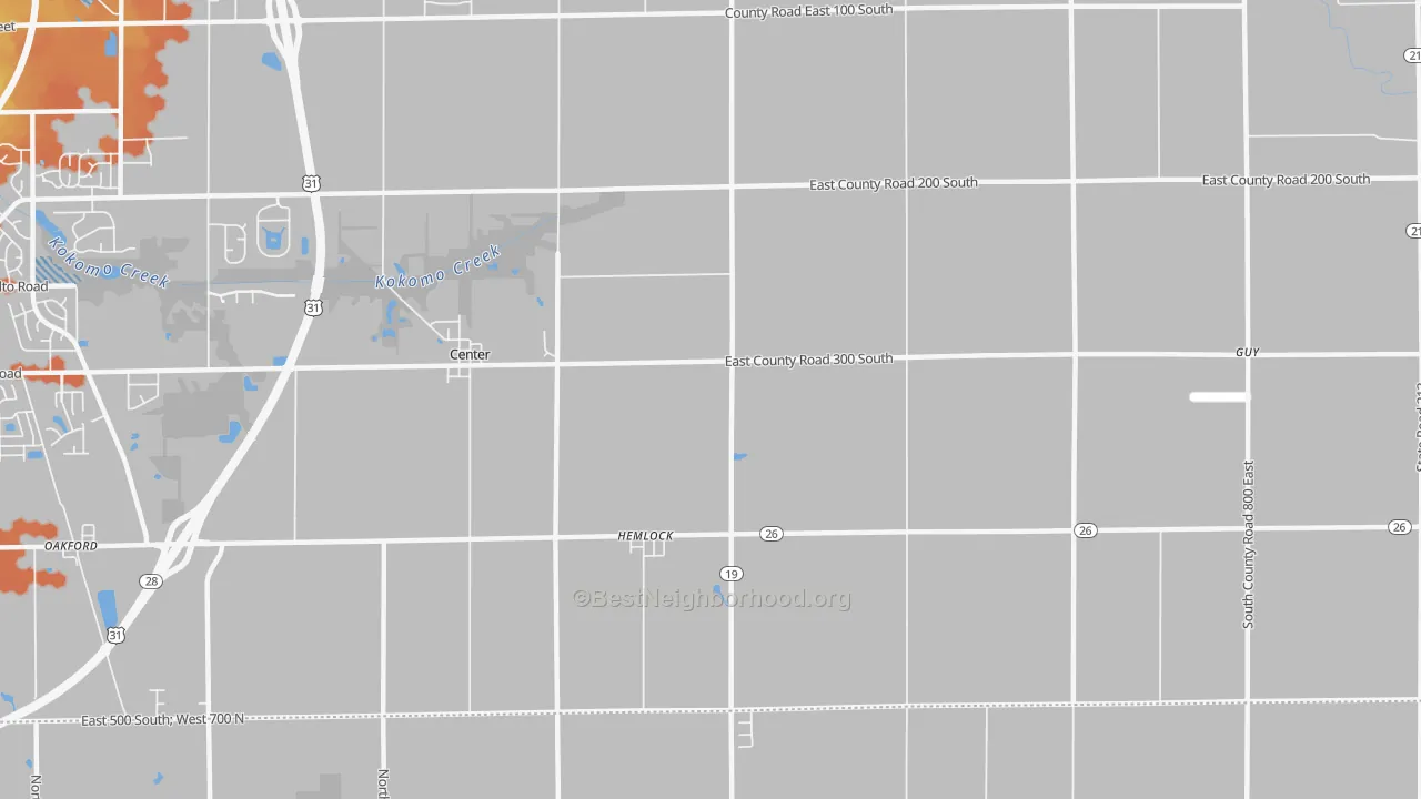 Bike Grade map of Hemlock, IN
