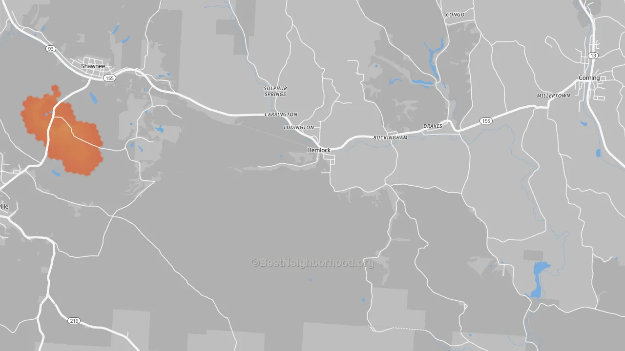 Bike Grade map of Hemlock, OH