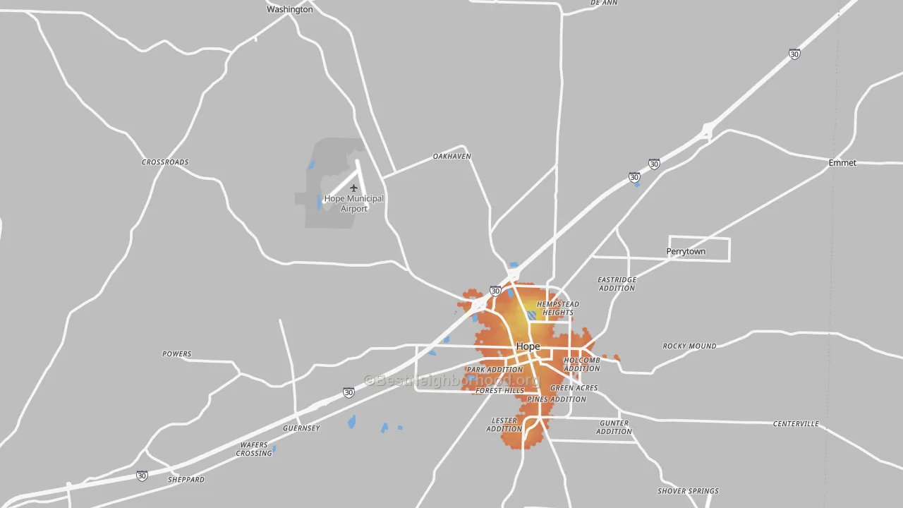 Bike Grade map of Hempstead County, AR
