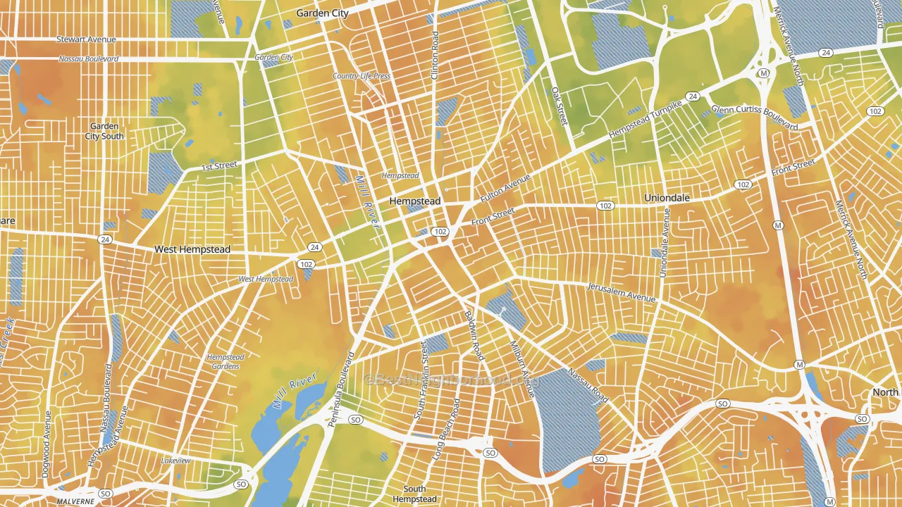 Bike Grade map of Hempstead, NY