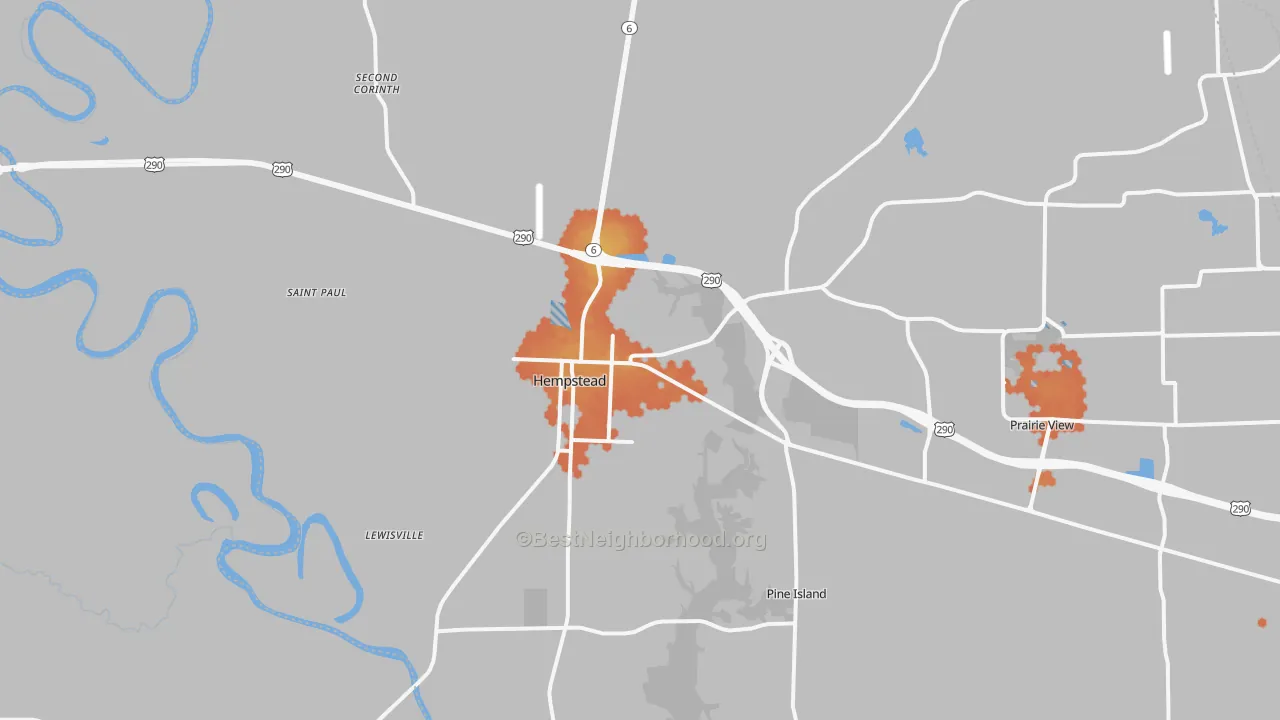 Bike Grade map of Hempstead, TX