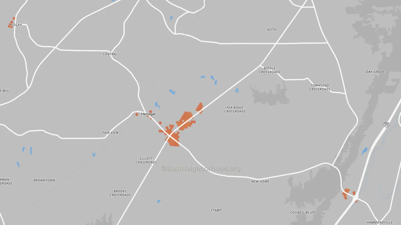 Bike Grade map of Henagar, AL