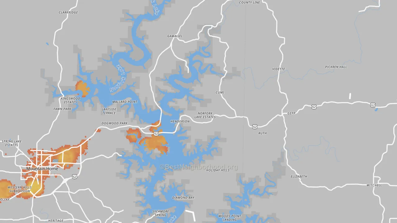 Bike Grade map of Henderson, AR