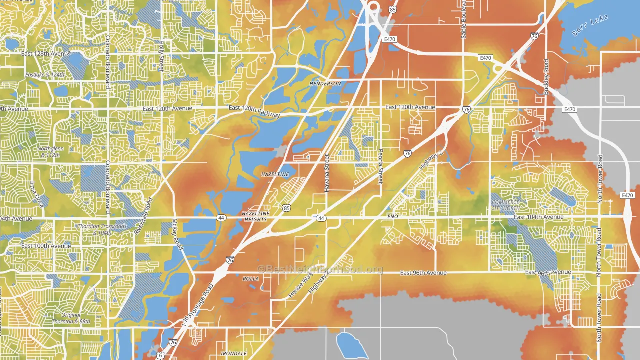 Bike Grade map of Henderson, CO
