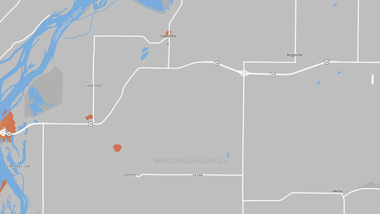 Bike Grade map of Henderson County, IL