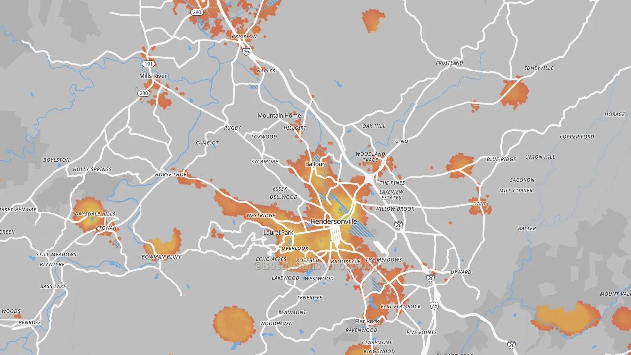 Bike Grade map of Henderson County, NC