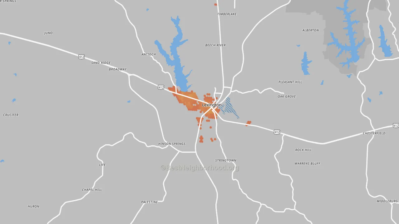 Bike Grade map of Henderson County, TN