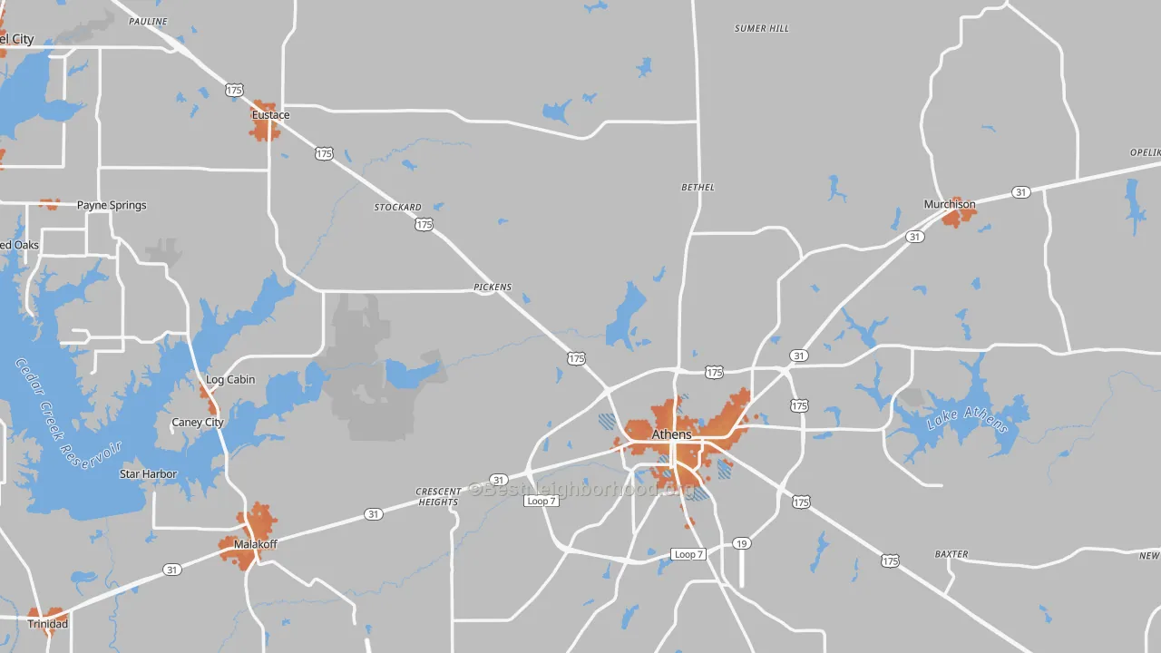 Bike Grade map of Henderson County, TX