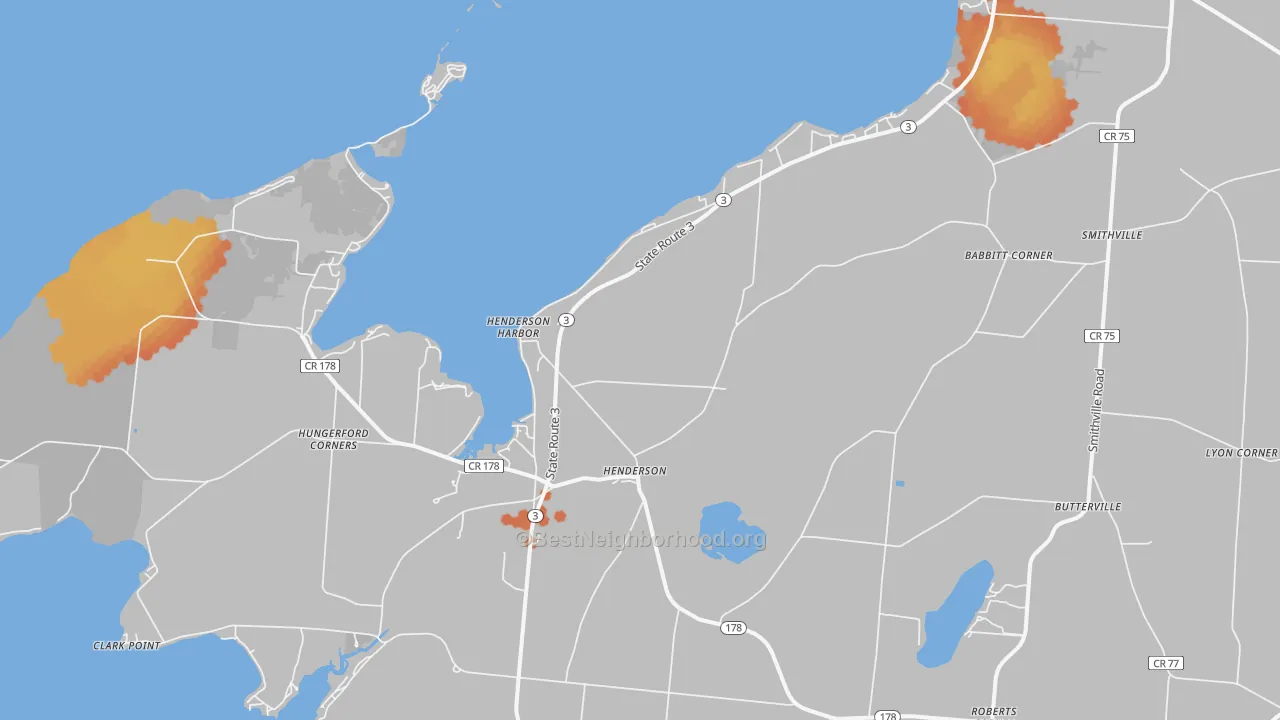 Bike Grade map of Henderson Harbor, NY