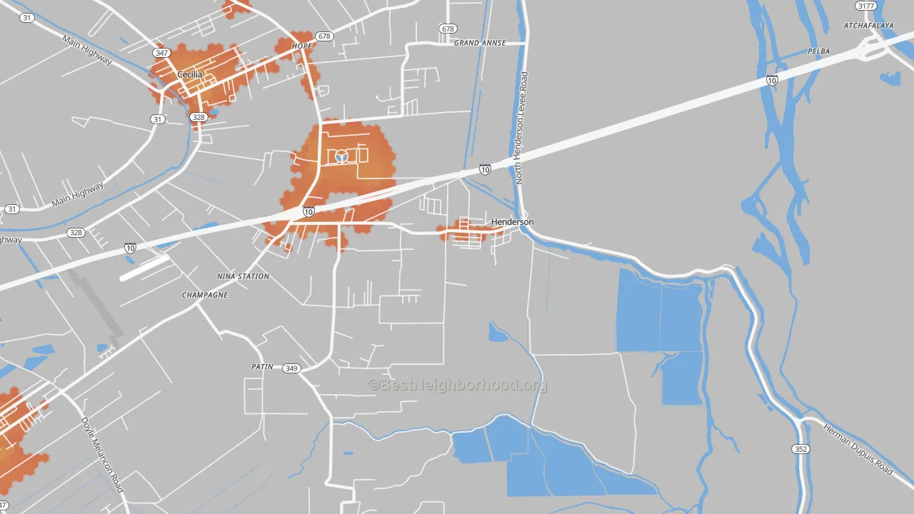 Bike Grade map of Henderson, LA