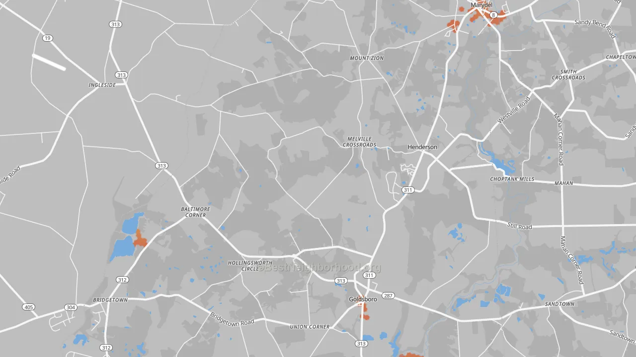 Bike Grade map of Henderson, MD