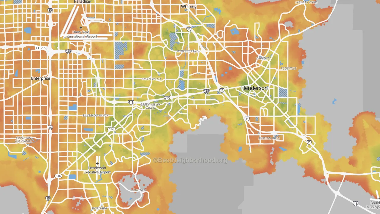 Bike Grade map of Henderson, NV