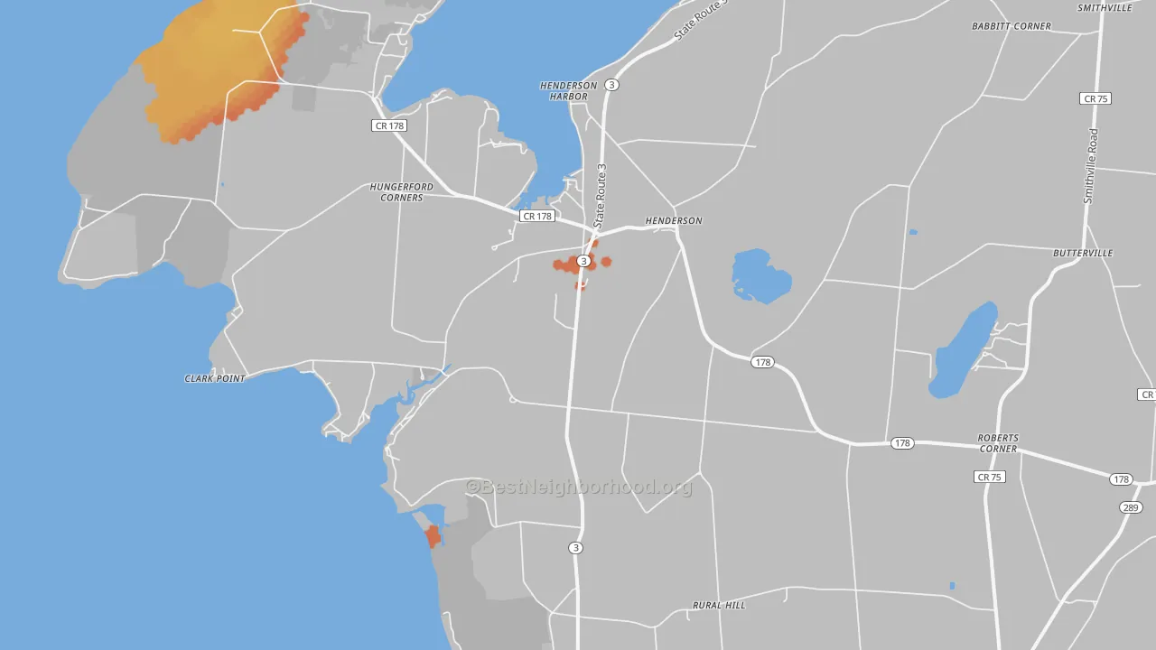 Bike Grade map of Henderson, NY
