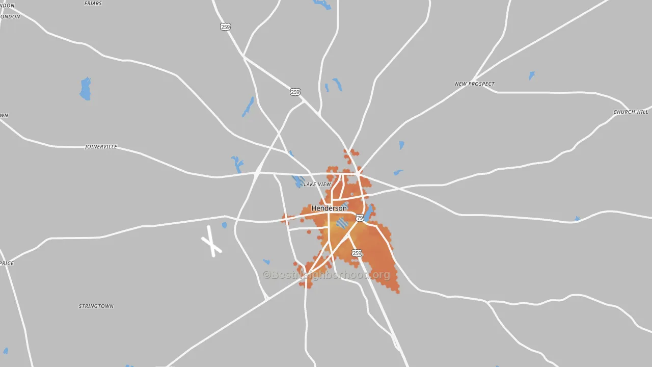 Bike Grade map of Henderson, TX