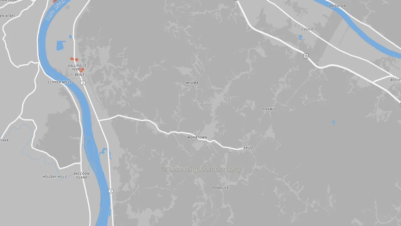 Bike Grade map of Henderson, WV