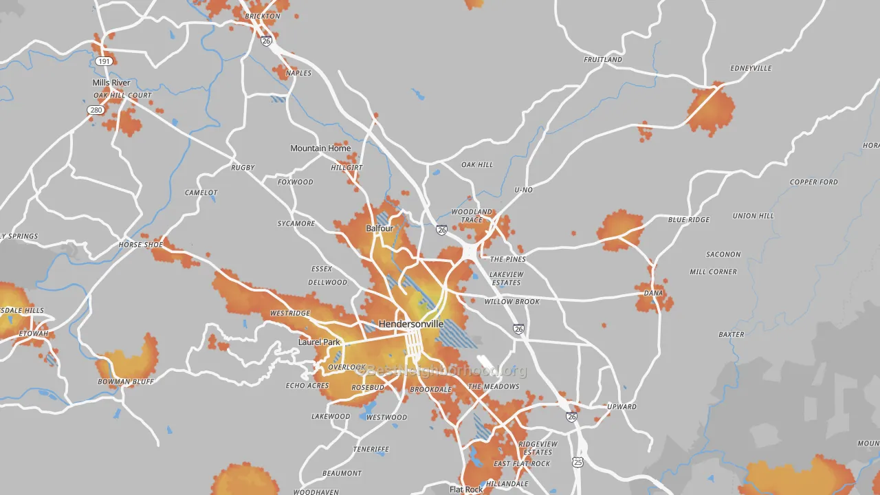 Bike Grade map of Hendersonville, NC
