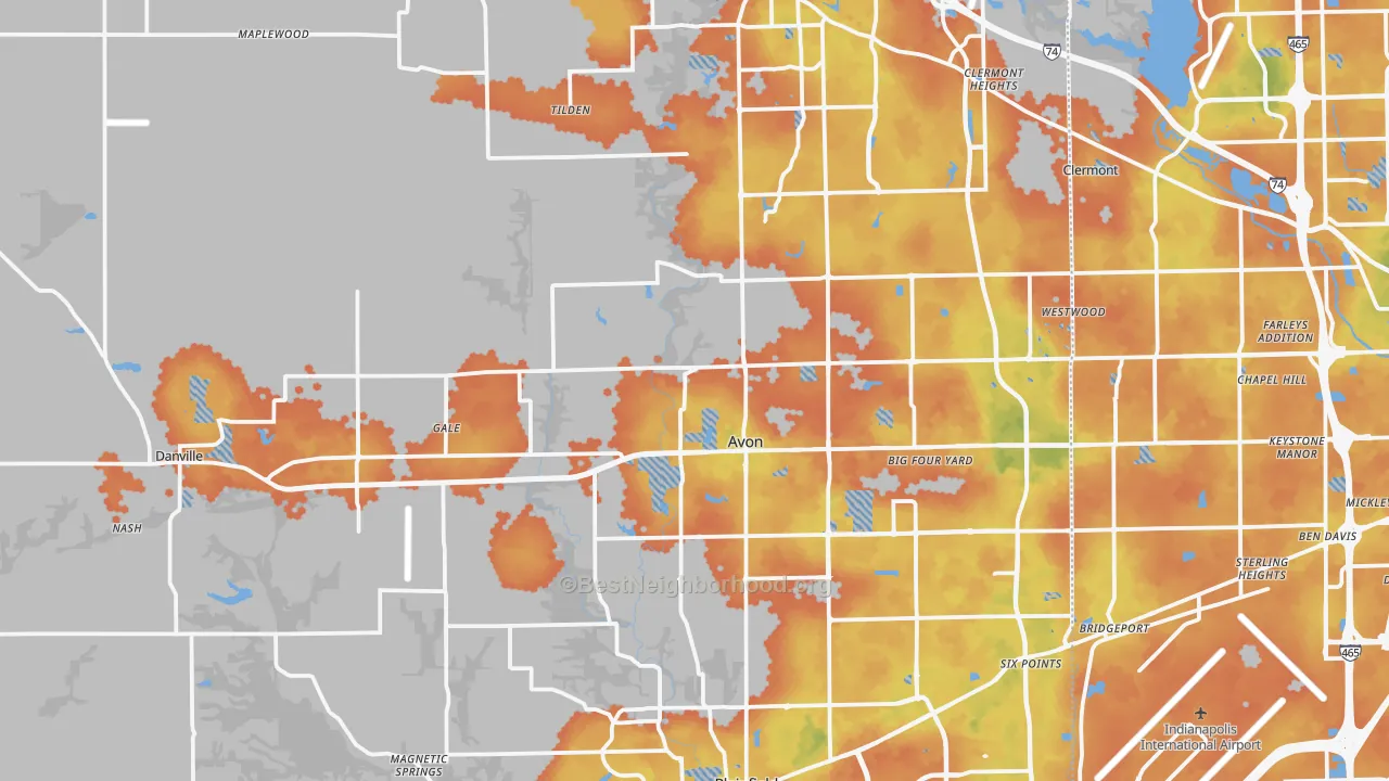 Bike Grade map of Hendricks County, IN